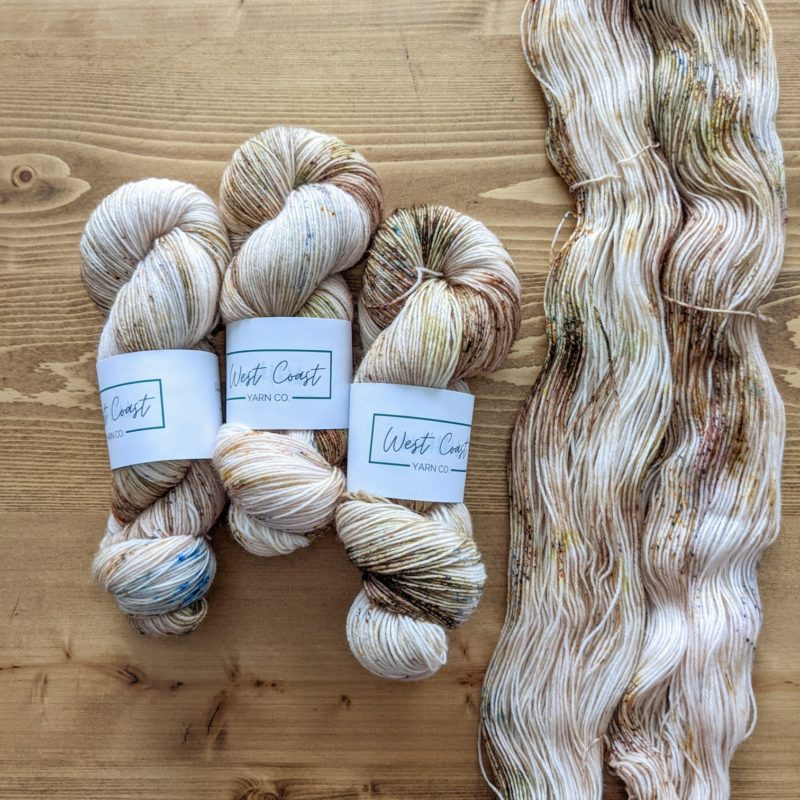 West Coast Yarn Co's yarn in the exclusive colorway Victoria in Bloom for Rose&Purl 2021 Yarn Club